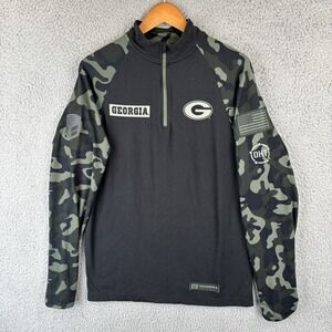 Georgia Bulldogs Shirt Mens Small Black Camo Salute To Service 1/4 Zip Pullover